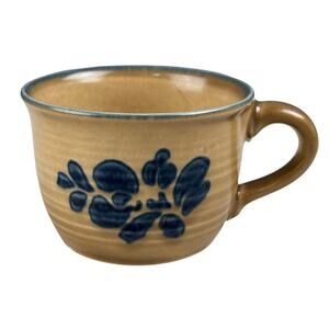 Pfaltzgraff Folk Art Tan & Blue Floral Coffee Mug